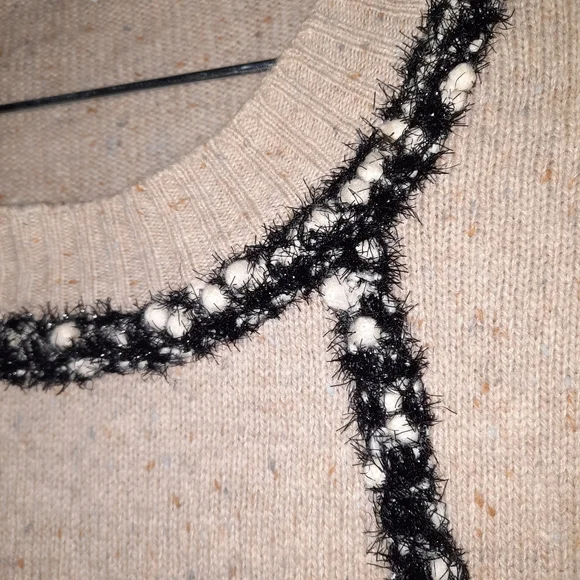 SEE BY CHLOÈ Wool Knit Dress Mini Jumper Pockets Tan Black White Sparkle XS S - Picture 6 of 11